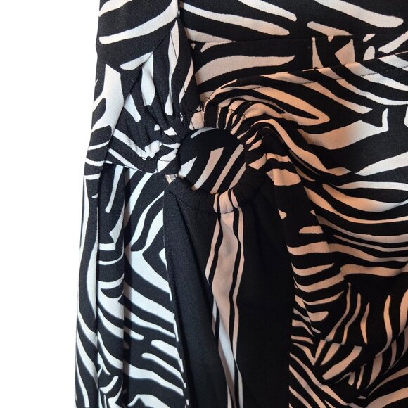 Michael Kors Zebra Print Faux Wrap Midi Dress Petite XL Black White Artsy NWT - Picture 7 of 14